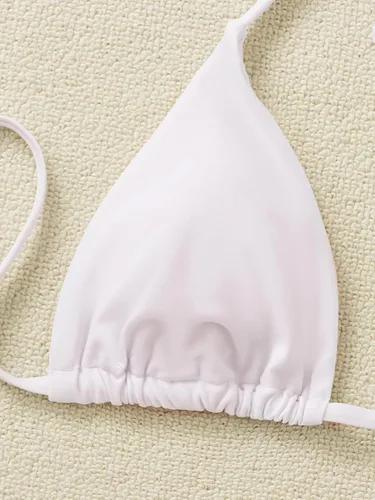 Vista 4 de SOLY HUX Traje de baño sexy para mujer con cuello halter y triángulo con lazo en la espalda