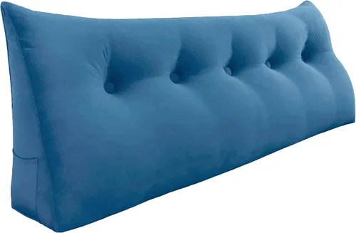 Vista 12 de Almohada de cuña doble gruesa de 8 libras para cabecero de dormitorio universitario, almohada de cuña de terciopelo con respaldo triangular