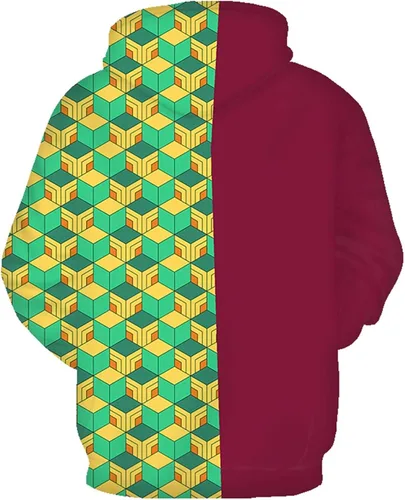 Vista 2 de Sudadera con capucha para adultos Demon Slayer Kamado Tanjirou Sweartshirt Tomioka Giyuu Top Halloween Cosplay Disfraz