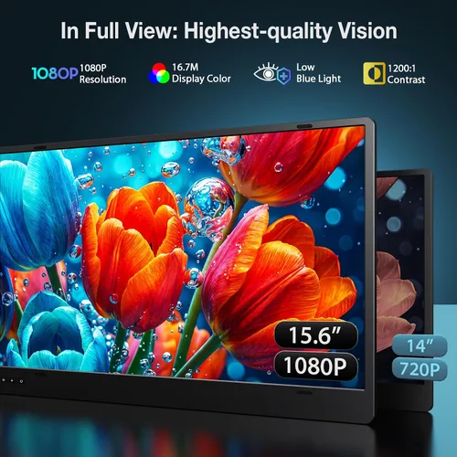 Vista 4 de KYY Extensor de pantalla para computadora portátil, aleación de monitor Negro