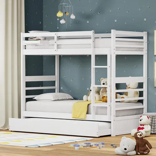 Vista 7 de Glenwillow Home Litera Plana de madera maciza individual sobre cama matrimonial, color espresso