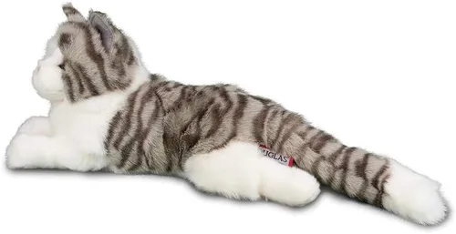 Vista 3 de Douglas Animal de peluche de gato gris ahumado – 19 pulgadas, suave y realista, juguete de peluche atigrado gris y blanco para niños, niños pequeños
