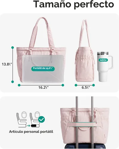 Vista 3 de BAGSMART Bolsa de yoga y pilates para mujer con asas, bolsa de gimnasio Rosa bebé