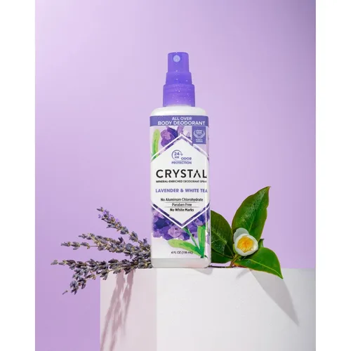 Vista 3 de CRYSTAL™ - Desodorante mineral en aerosol, desodorante corporal con protección contra olores las 24 horas, spray de lavanda y té blanco, no mancha
