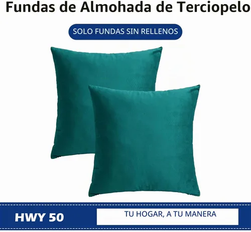 Vista 6 de HWY 50 Juego de 2 fundas de almohada de terciopelo de 18 x 18 pulgadas Verde azulado