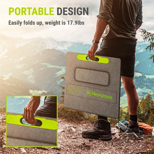 Vista 3 de Newpowa Kit de panel solar portátil de 200W con estuche de soporte ajustable, panel plegable de 200 vatios 12 voltios + controlador MPPT de 20A +