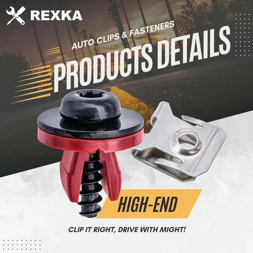 Vista 3 de Rexka 10 juegos de tornillos T30 para cubierta de protección contra salpicaduras de motor T30, kit de clip de tuerca de perno compatible con Ford