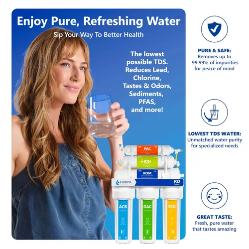 Vista 3 de Express Water Sistema de filtración de agua de desionización de ósmosis inversa - Filtro de agua RO de 6 etapas con grifo y tanque - Filtro de agua