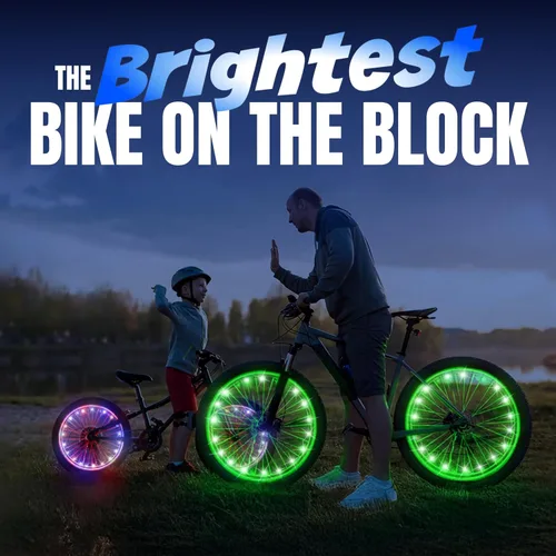 Vista 8 de Activ Life Paquete de 2 luces LED para ruedas de bicicleta con baterías incluidas, obtén un 100% más brillante y visible desde todos los ángulos