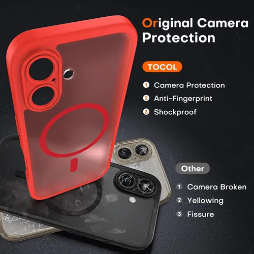 Vista 377 de TOCOL Funda para iPhone 11, compatible con Magsafe, protección completa de cámara, imanes integrados, protección contra caídas, funda translúcida