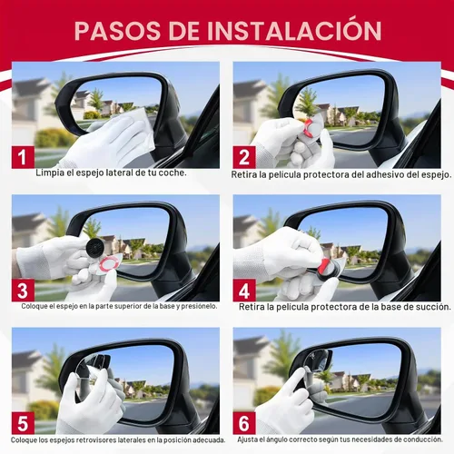 Vista 4 de LivTee Espejo de punto ciego, con forma de abanico de cristal HD, sin marco, convexo con gran ángulo ajustable para coches, SUV y camiones, paquete