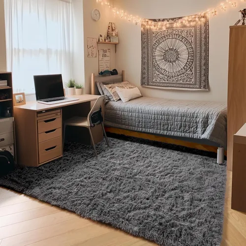 Vista 52 de ONASAR - Alfombra de pasillo negra de 2 x 6 pies, esponjosa, lavable, ultrasuave, afelpada, peluda, tapete para bebés, dormitorio de niños, armario
