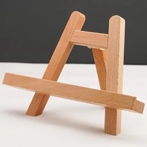 Vista 2 de QQXX Soporte de pantalla de teclado de madera portátil, soporte triangular Soporte de teclado ajustable con diseño de ranura para tarjetas,Mini