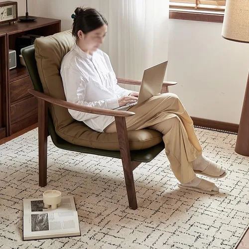 Vista 7 de Silla de escritorio cómoda Silla de madera Silla de comedor Silla de té moderna Silla de té para el hogar Reposabrazos Silla de ocio Silla