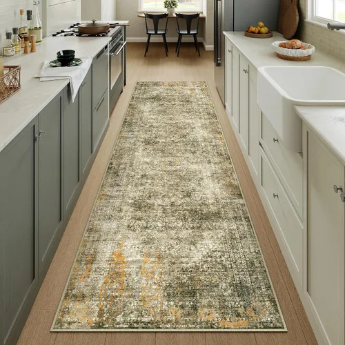 Vista 47 de PureCozy Alfombra de área beige de 2 x 3 pulgadas, lavable, vintage, pequeña, para entrada, cocina, suave, retro, floral, de pelo bajo, tapete
