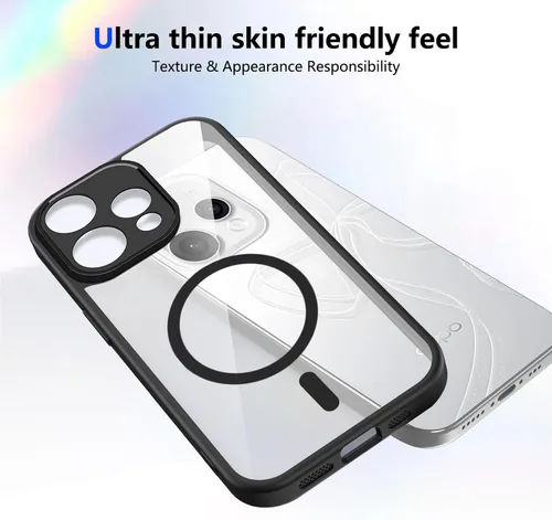 Vista 537 de Funda magnética transparente compatible con Xiaomi 17T, color negro 2 en 1 PC + TPU cubierta de teléfono a prueba de golpes, carcasa protectora