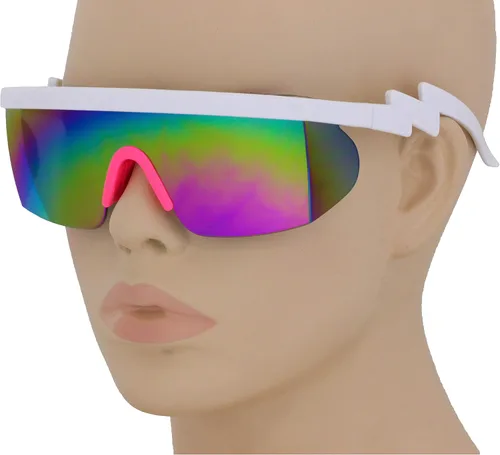Vista 3 de Flawless Eyewear - Gafas de seguridad parcialmente sin marco estilo retro mica con reflejo de arco iris gafas de sol patas en zigzag