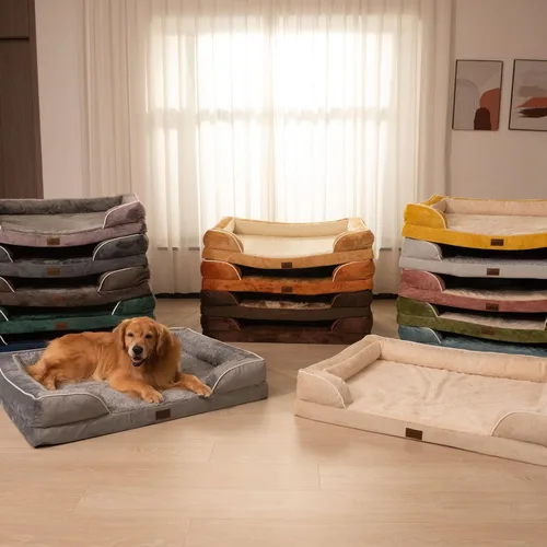Vista 9 de Comfort Expression - Cama ortopédica para perros medianos, 28 x 19 pulgadas, cama impermeable y de apoyo de espuma con cojines removibles, sofá