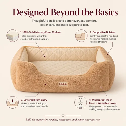 Vista 9 de Cama ortopédica refrescante para perros pequeños, espuma viscoelástica con funda lavable Memory foam puppy bed for small dog with arthritis