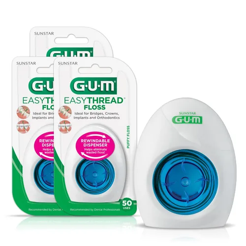 Vista 8 de GUM EasyThread Hilo dental enhebrado - Hilo dental expandible para aparatos, puentes e implantes - Enhebradores de hilo dental rígidos incorporados