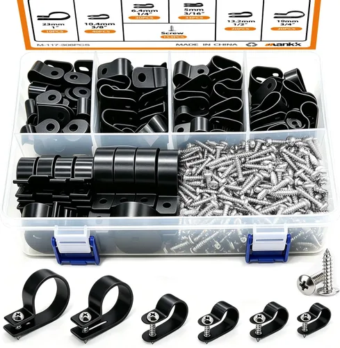Vista 11 de mankk 50 clips de luz de cuerda de 1/2 pulgada, clips de montaje estilo P, abrazaderas de cable de plástico con cabeza plana de acero inoxidable