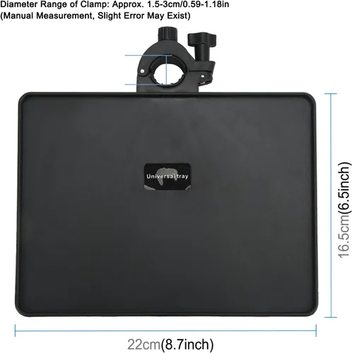 Vista 5 de Pomya Bandeja de soporte para micrófono, ABS negro estilo moderno, para escenario y sala de control, sostiene micrófono y teléfono, 6.5 x 8.66