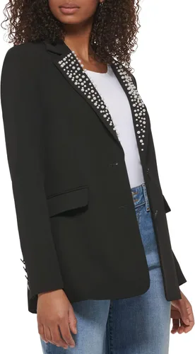 Vista 2 de KARL LAGERFELD Women's Pearl Detail Fitted Blazer
