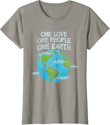 Vista 59 de Vintage One Love One People Planet Cambio climático Día de la Tierra Camiseta Negro