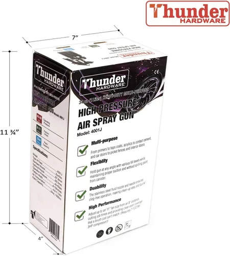Vista 5 de Thunder Hardware 4001J - Pistola rociadora de alimentación por sifón de 34 onzas, boquilla de 0.06 pulgadas para una variedad de pinturas de baja
