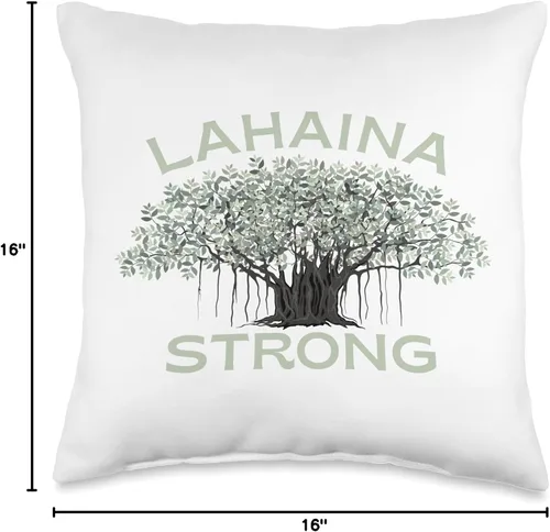 Vista 4 de Lahaina Banyan Tree Maui Hawaii Strong Almohada de tiro 16x16, multicolor