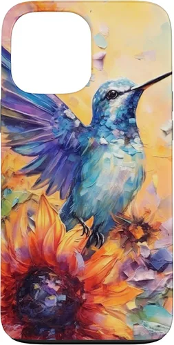 Vista 24 de Colorful Watercolor Sunflower Nature Purple Blue Hummingbird Case for iPhone 17