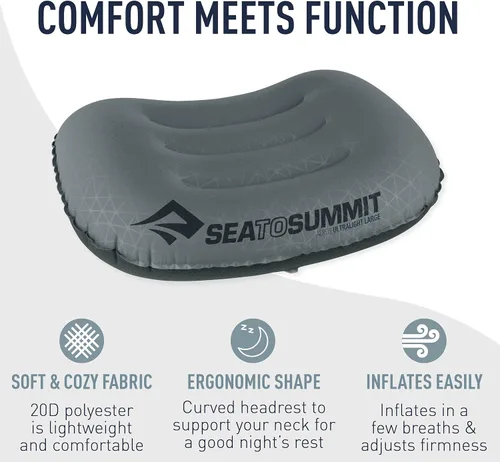 Vista 5 de Sea to Summit Aeros - Almohada inflable ultraligera para acampar y viajar, regular (14.2 x 10.2), espuma marina Ultralight inflatable camping