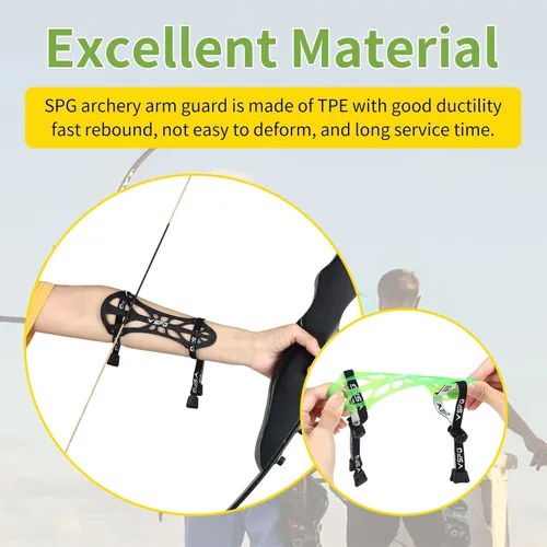 Vista 4 de SPG Protector de brazo de tiro con arco, ajustable, profesional, protector de antebrazo, para adultos, jóvenes, hombres, mujeres, competición, tiro
