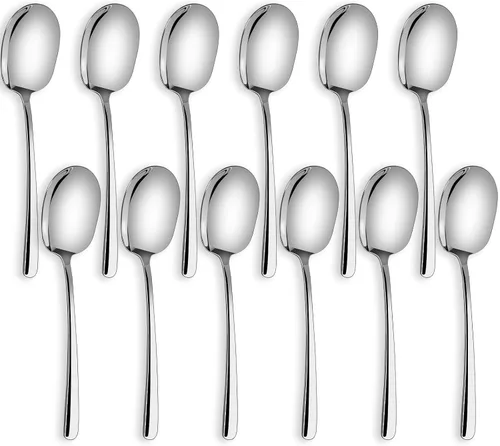 Vista 8 de SOLEADER Juego de cucharas de servir extra grandes de 12 piezas, cuchara de servir ranurada de acero inoxidable grado alimenticio 18/8 de 30,5 cm