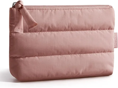 Vista 17 de BAGSMART Pequeña bolsa de maquillaje, neceser portátil esponjoso con cierre de cremallera con encanto, organizador de viaje resistente al agua