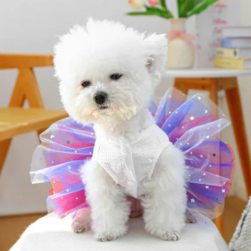 Vista 45 de ANIAC Daisy Vestidos para Perros Pequeños Hembra con Anillo para Correa, Nudo de Lazo Vestido de Boda para Cachorra, Traje de Gato de San Valentín