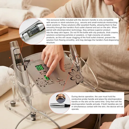 Vista 7 de Elitzia ETF49E Dispositivo facial de electroporación sin aguja, máquina de belleza facial importadora de iones de mesoporación, eliminación