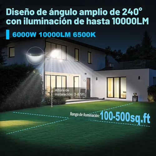 Vista 4 de Paquete de 2 luces solares de calle de inducción impermeables para exteriores, 6500 K, foco de seguridad con sensor de movimiento de control remoto