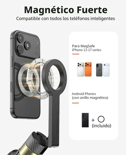 Vista 2 de Vimose - Trípode magnético para iPhone, mini trípode para selfie stick para Magsafe, trípode de viaje portátil giratorio de 360°, soporte