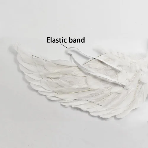 Vista 2 de Musdoney Alas de ángel y halo para niños, disfraz de ángel para adultos, alas de plumas utilizadas para Halloween, disfraz de Nochebuena (blanco)