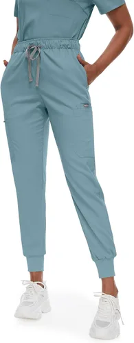 Vista 3 de niaahinn Conjunto de uniforme médico para mujer con cuello en V clásico y pantalones deportivos de yoga, uniforme médico de enfermería