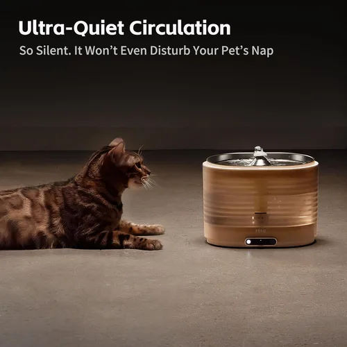Vista 5 de Enabot EBO ROLA - Fuente de agua para gatos con diseño sin bombeo Monitoreo de aplicaciones (solo 2,4 GHz), bandeja de acero inoxidable, funciona