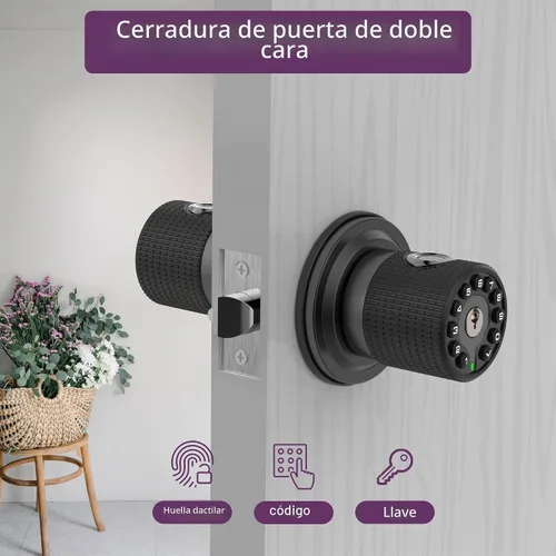 Vista 2 de BOTHSTAR Cerradura de perilla de puerta sin llave de doble cara con huellas dactilares y teclado, perilla inteligente con cilindros dobles