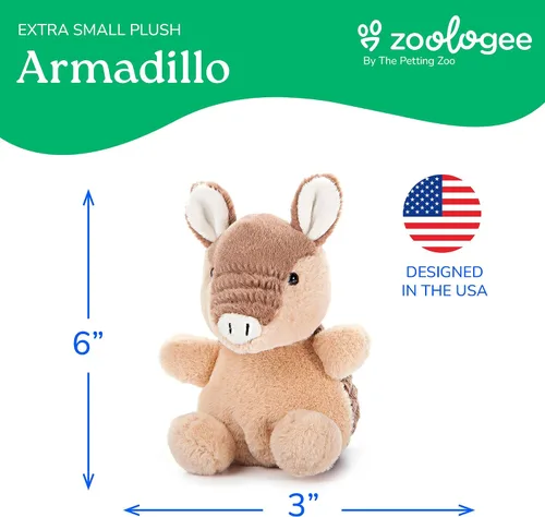 Vista 3 de The Petting Zoo Armadillo - Peluche de animales de peluche, regalos para niños, animales de vida silvestre Nuggetz, juguete de peluche marrón