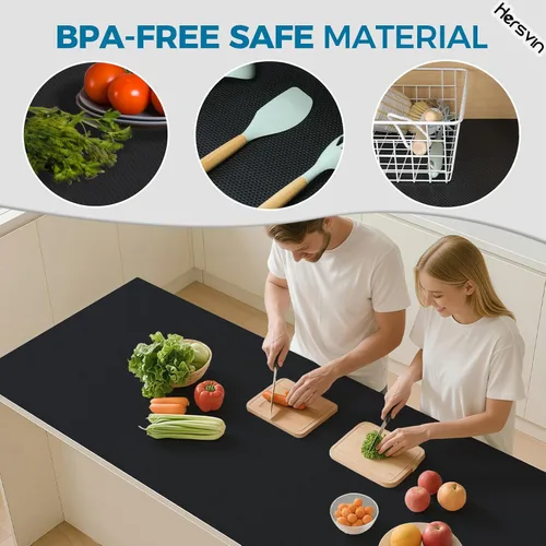 Vista 4 de Hersvin Revestimientos para estantes, alfombrillas de cajón de cocina de 12 pulgadas x 20 pies, protector de armario de EVA no adhesivo, forro