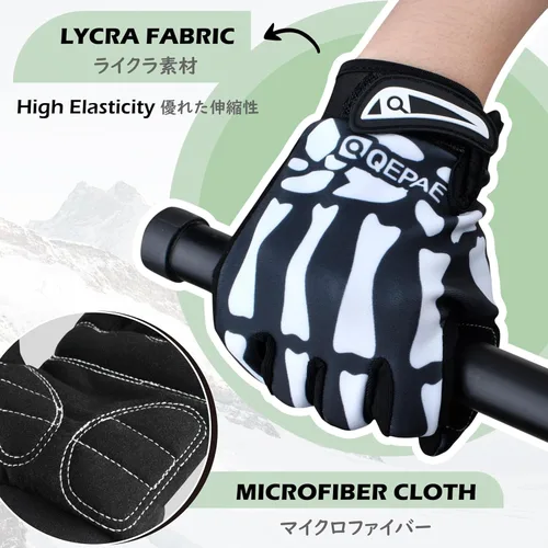 Vista 3 de TRIWONDER Guantes de esqueleto, guantes de ciclismo, guantes de calavera para hombres, mujeres, niños, para bicicleta, motocicletas, deportes
