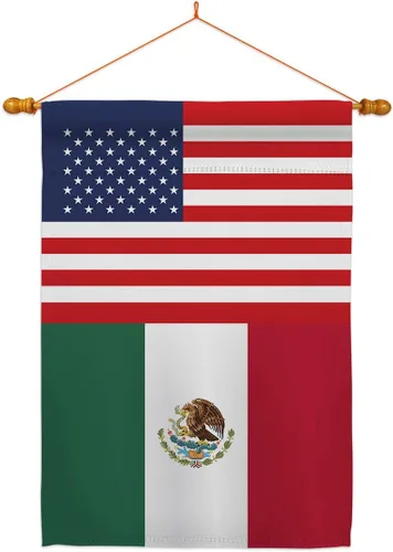 Vista 9 de Juego de banderas de la amistad de Estados Unidos de Nacionalidad México US Amistad Garden House Set de bandera regional internacional del mundo