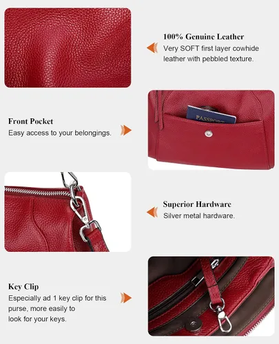 Vista 7 de Over Earth Genuine Leather Small Hobo Crossbody Bags for Women Shoulder Purses and Handbags
