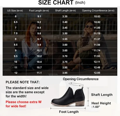Vista 7 de VEPOSE botas al tobillo para mujer con tacón bajo y grueso, con perforaciones, botas de vaquero