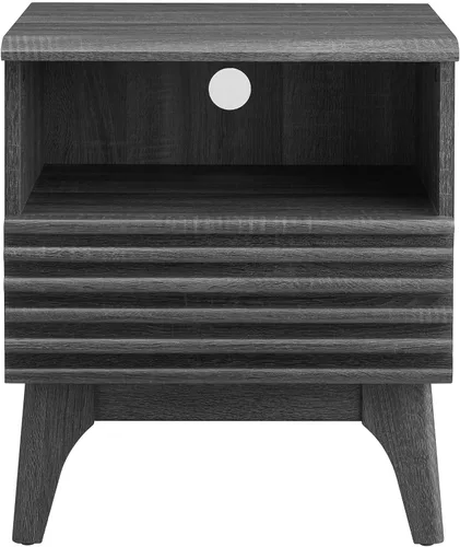 Vista 6 de Modway Render Mid-Century - Mesita de noche moderna con un cajón, color carbón Carbón vegetal